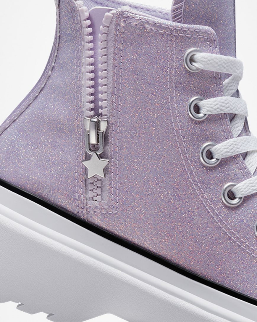 Girls' Converse Chuck Taylor All Star Lugged Lift Glitter High Top Platform Shoes Purple / White / Black | AU E5C83L